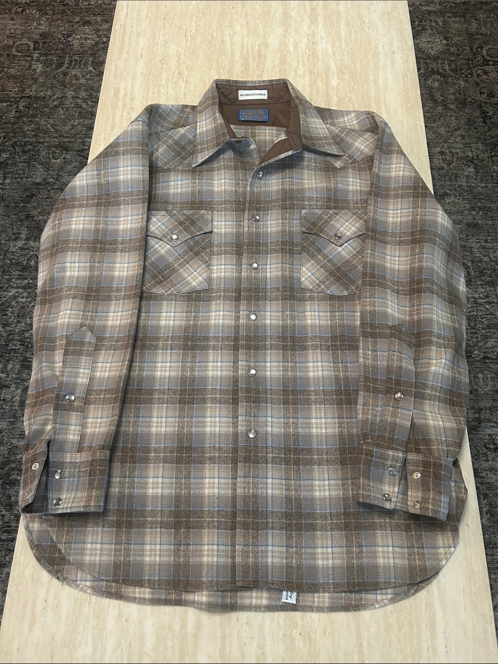 Pendleton Brown and Cream Plaid Button-Down Western Shirt